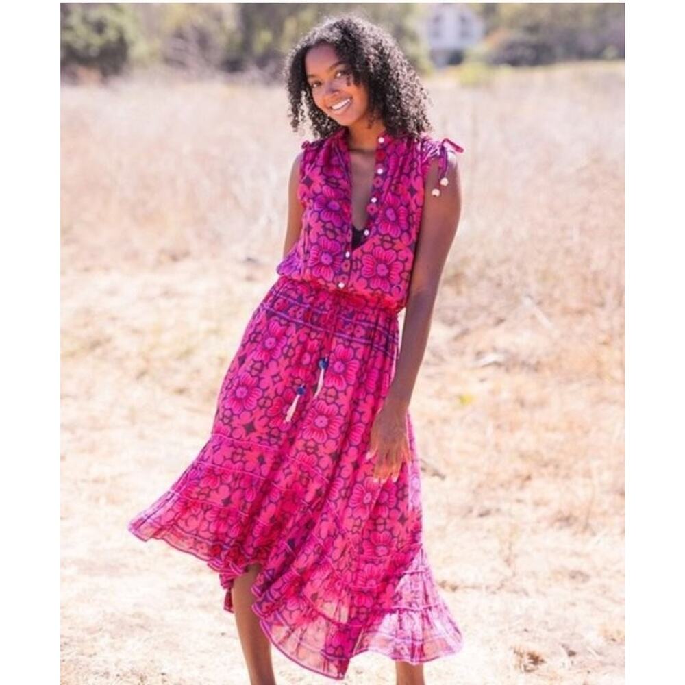 BELL BY ALICIA BELL Sz XS Cassie Floral Sleeveless Dress Cotton Silk